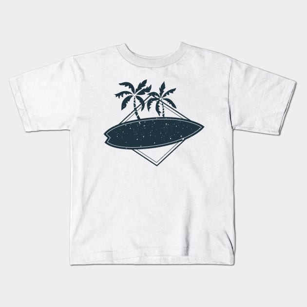 Palms and Sufrboard Kids T-Shirt by EarlAdrian